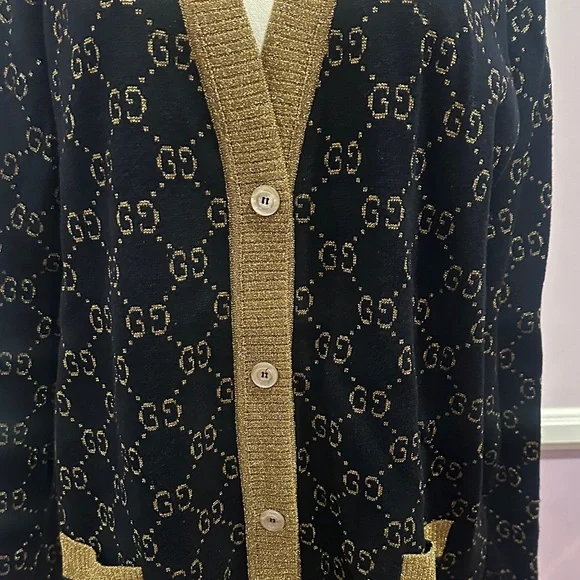 Gucci Cotton-blend lamé cardigan
